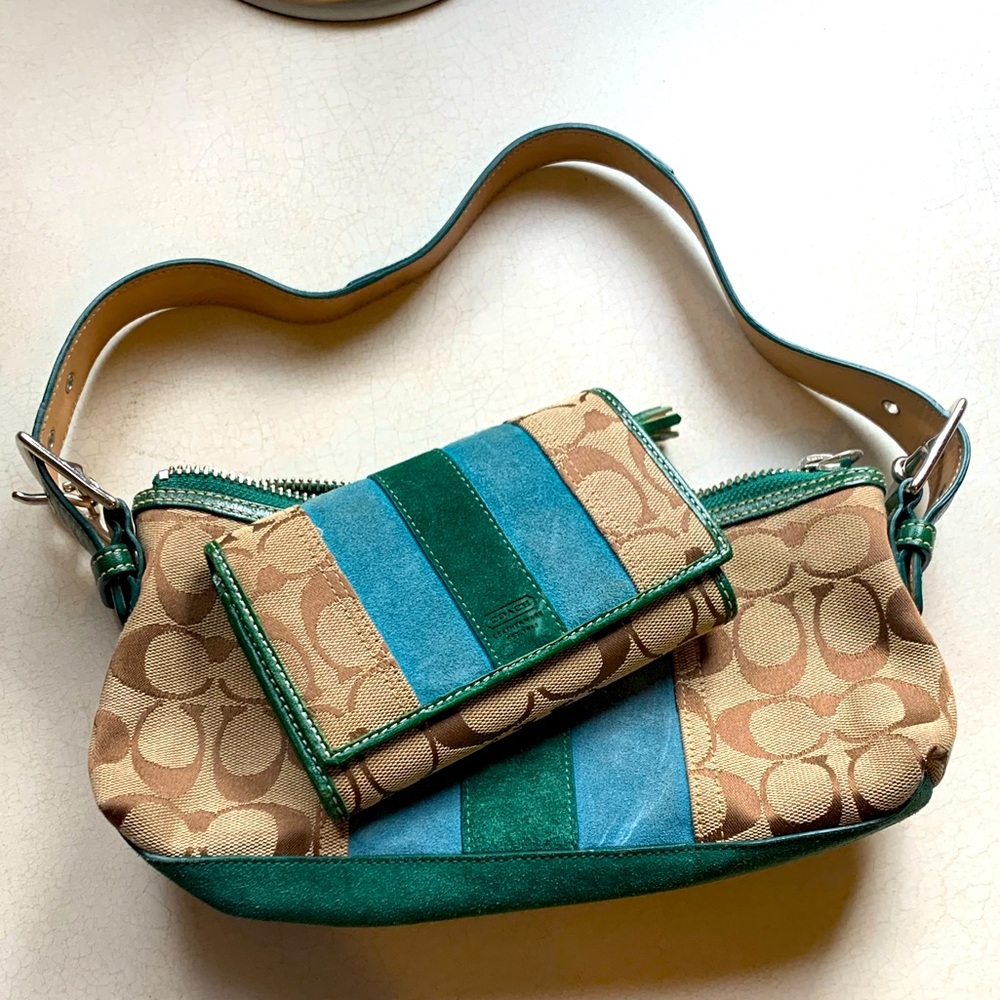 Coach purse and wallet, green